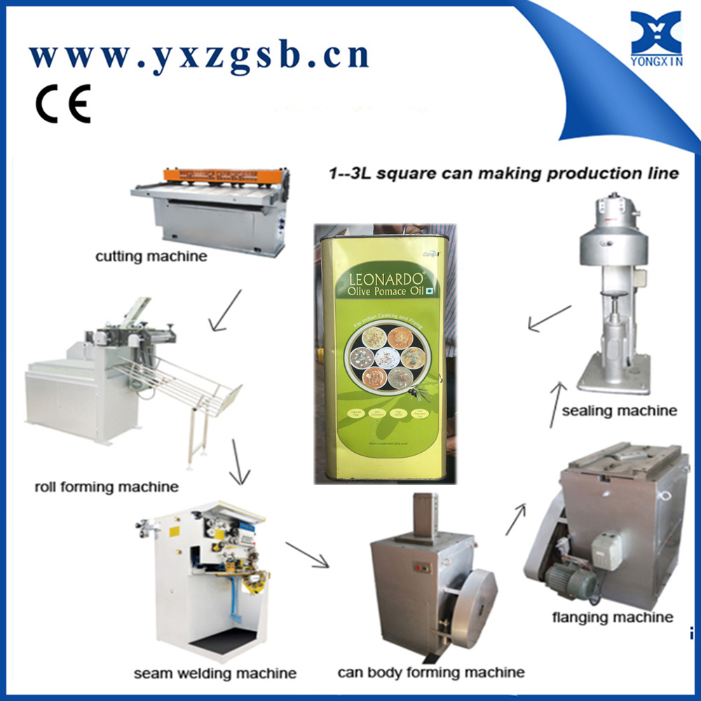 Semi-automatic square rectangular Oliver Oil tin can making machine production line