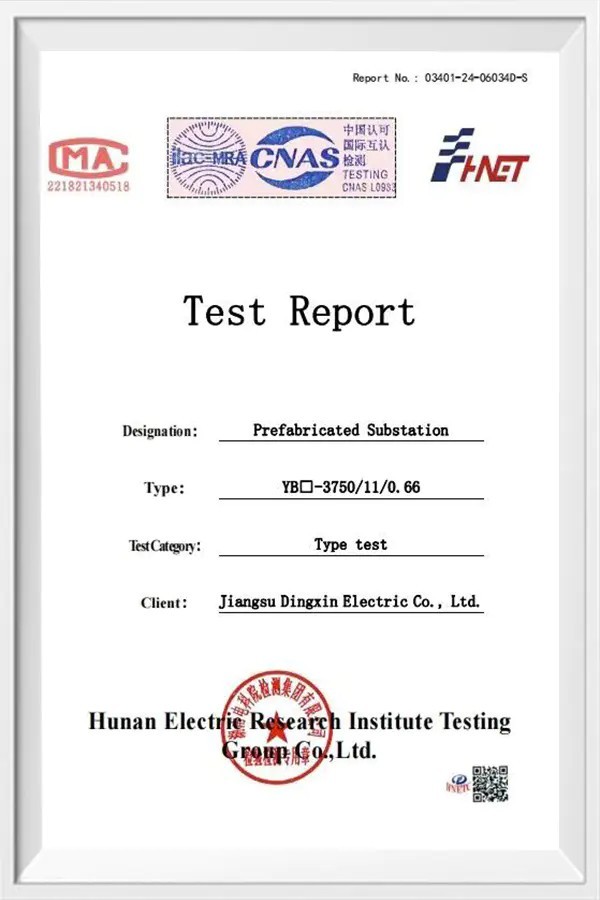 Prefabricated Substation Test Report Prefabricated Substation Test Report