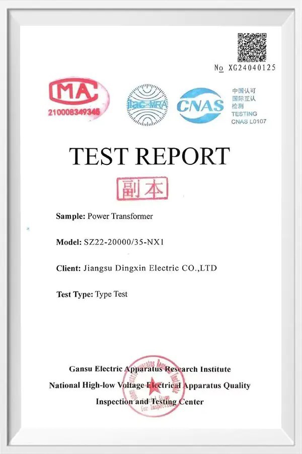 Power Transformer Test Report Power Transformer Test Report