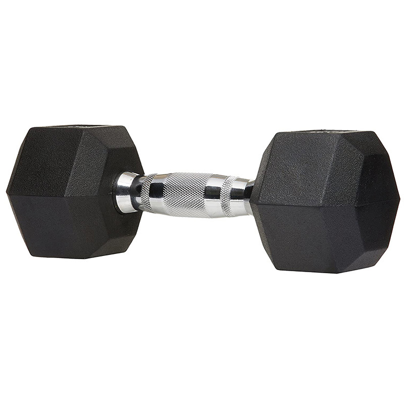 Black hex rubber dumbbell