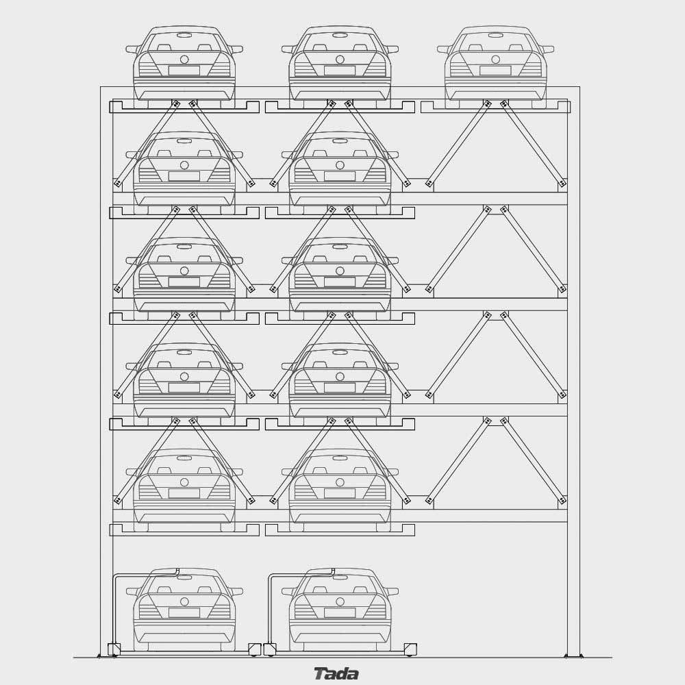 PSH6层升降横移式立体车库示意图参数结构图