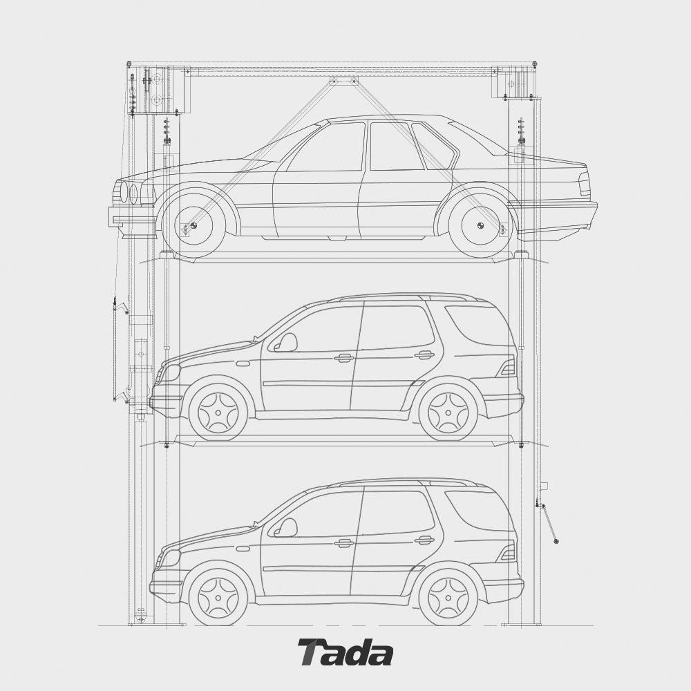  PJS4-column 3-tier simple lifting type parking garage_Home parking garage size diagram, American parking garage 