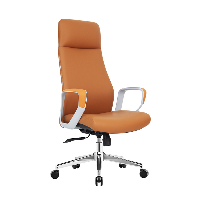 Executive Orange Leather Office Desk Chair