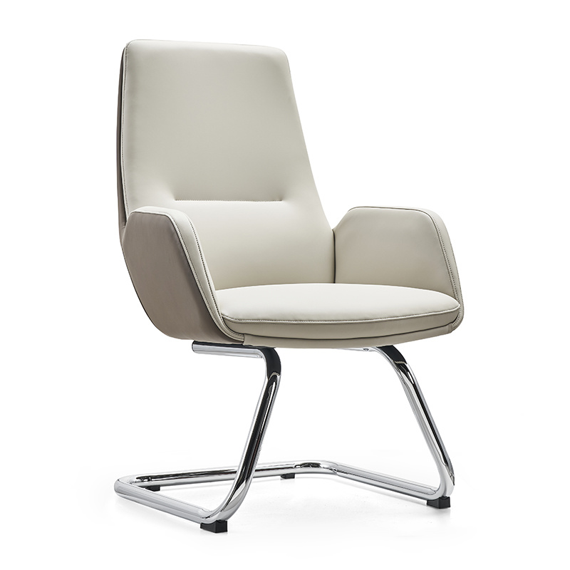 Executive Black White Leather Visitor Chair for Office