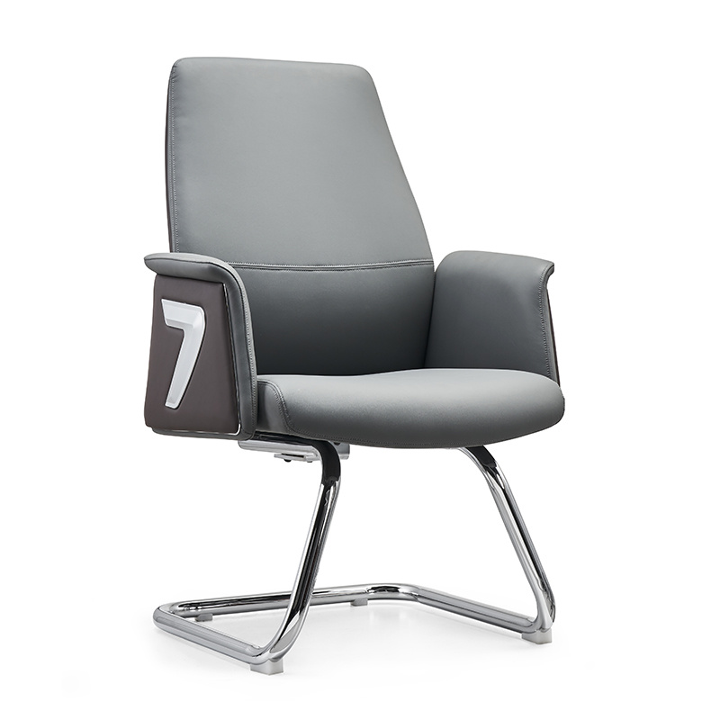 Chrome Metal Base Modern Design Leather Executive Armrest Office Visitor Chair