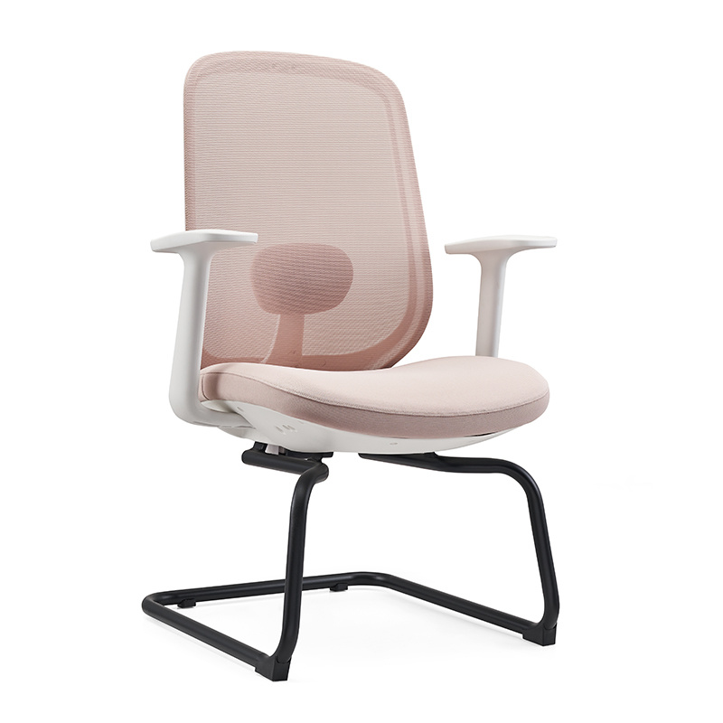 Mid Back Adjustable Lumbar Support Office Chair With Metal Base