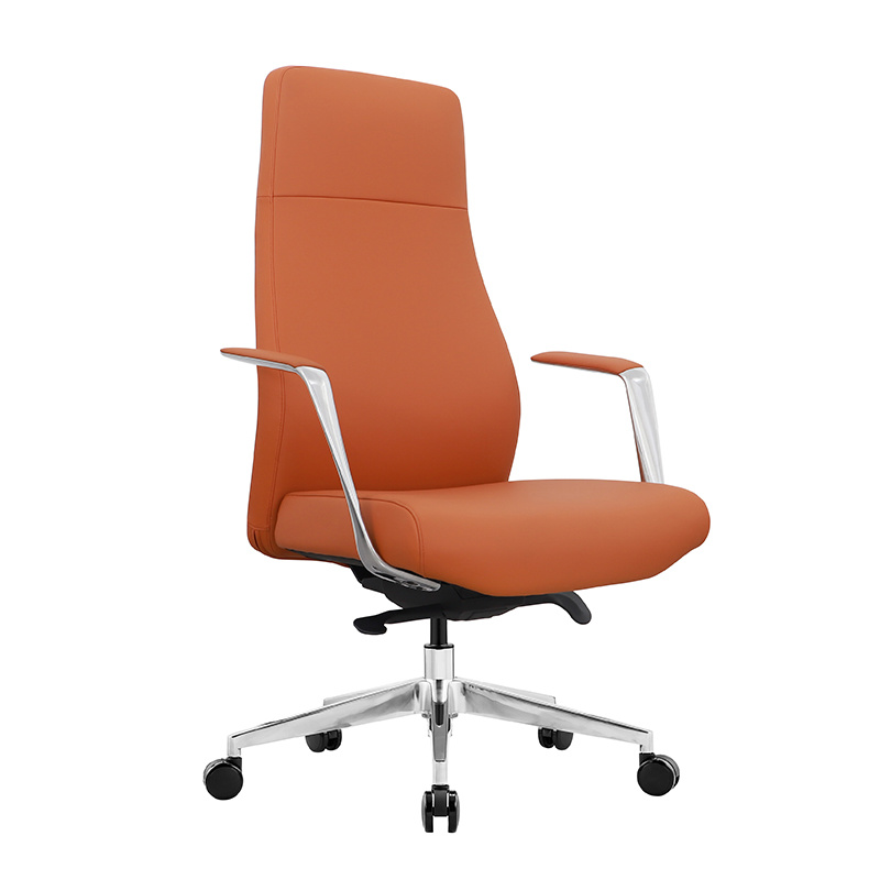 Special Design Orange Leather Recliner Office Chair