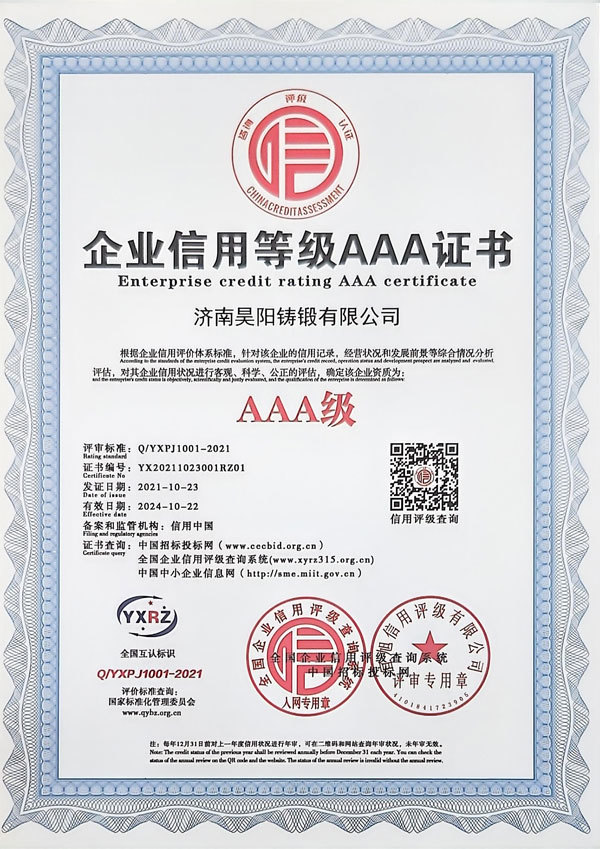 Corporate Credit Rating AAA Certificate