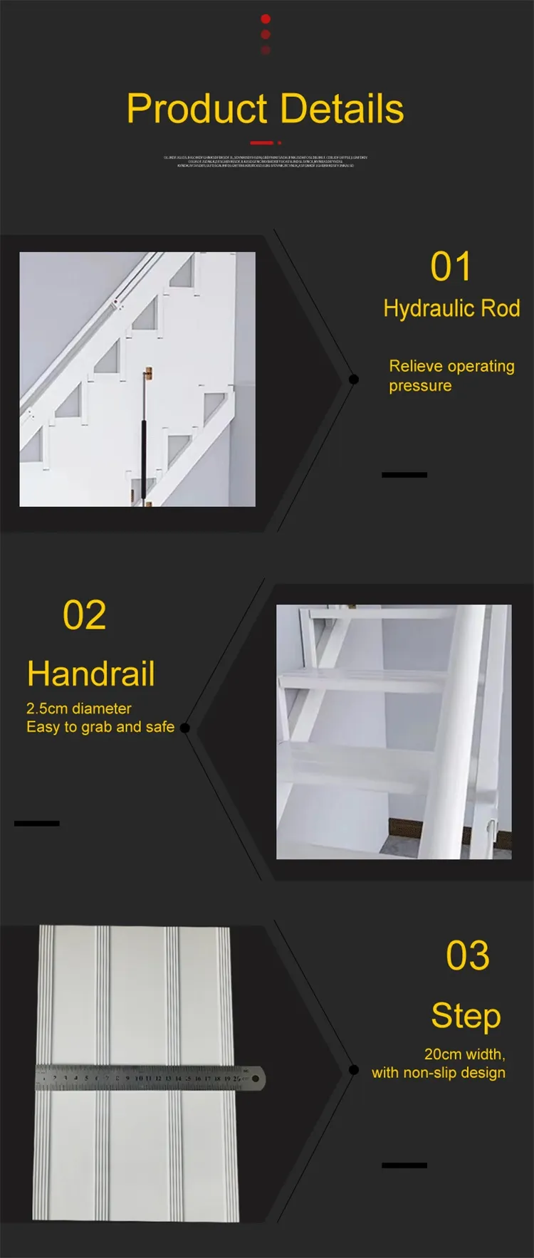 Customized Aluminium Alloy Collapsible Folding Stairs Against Wall