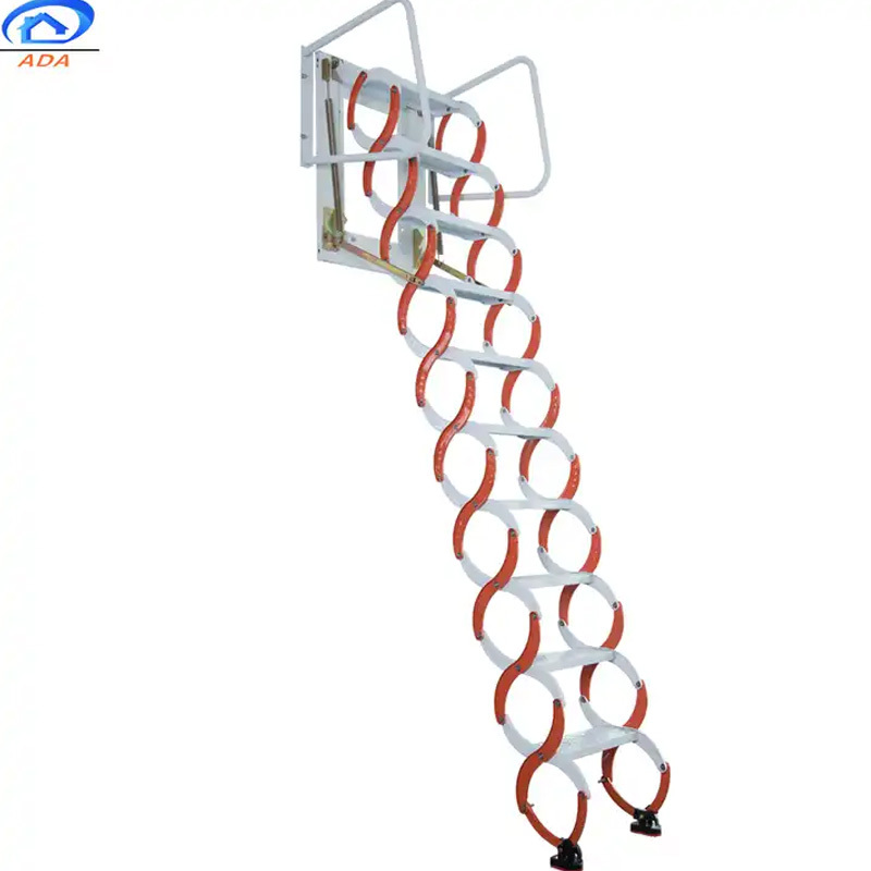 Orange Color Patented Retractable Hanging Escape Telescopic Collapsible Ladder For Roof