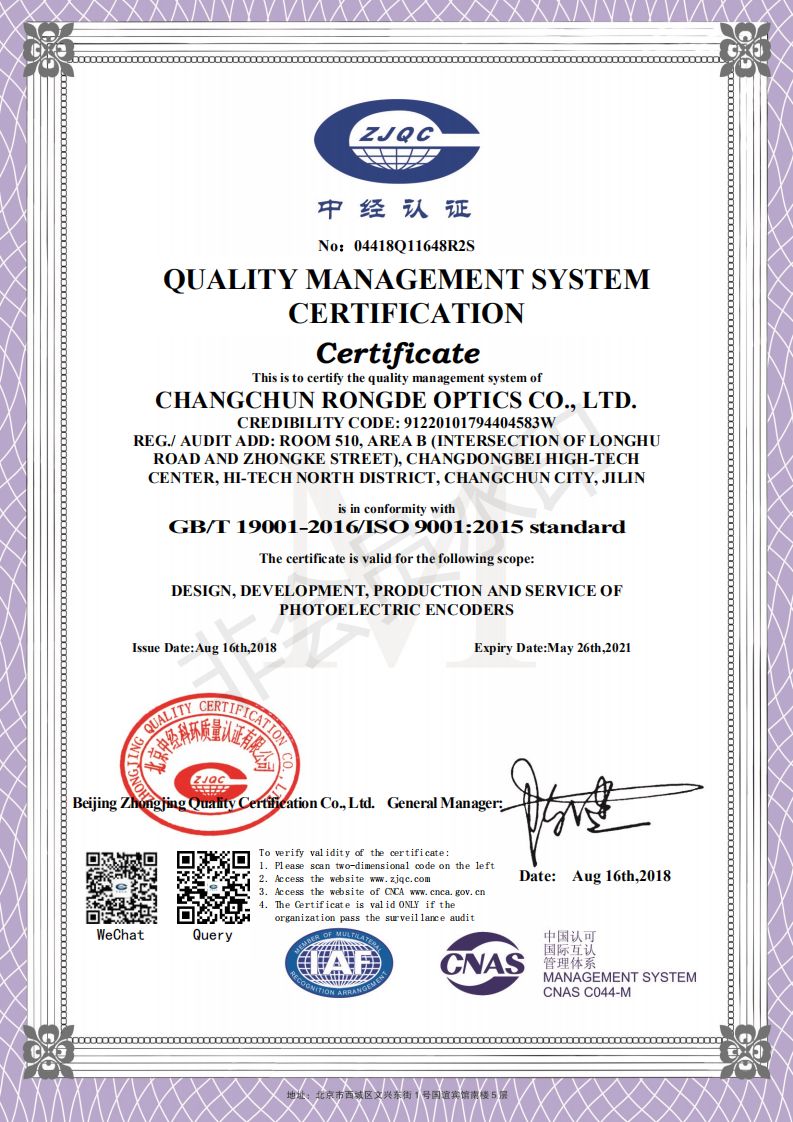 ISO9001:2015 Certifications ISO9001:2015 Certifications