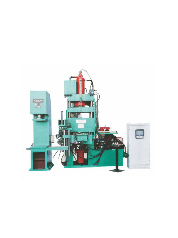 Single station aluminum casting machine in line with shaft press