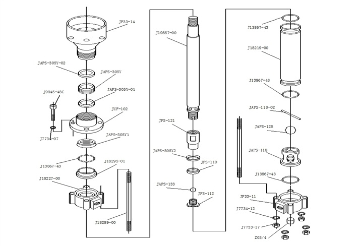 IIIBF2008AYGAF Booster Pump Exploded View