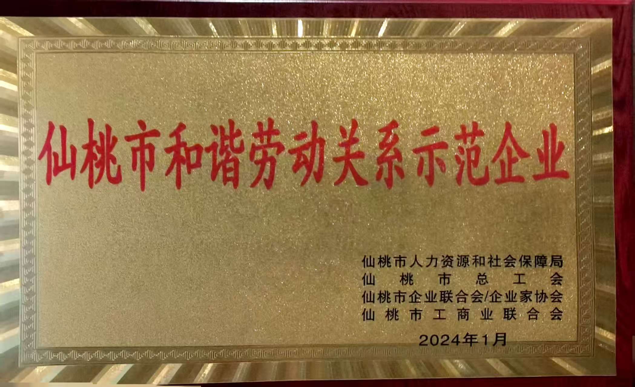 仙桃市和谐劳动关系示范企业