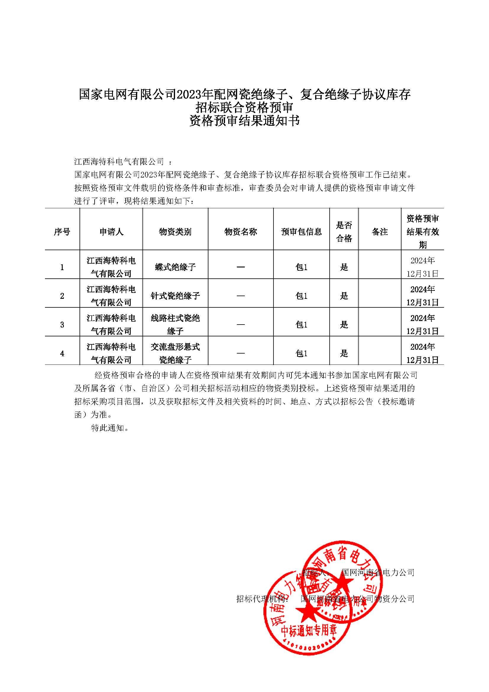 招标资格审核通知书