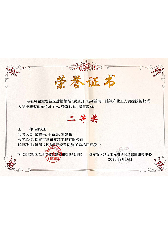 技能比武大賽二等獎(jiǎng)