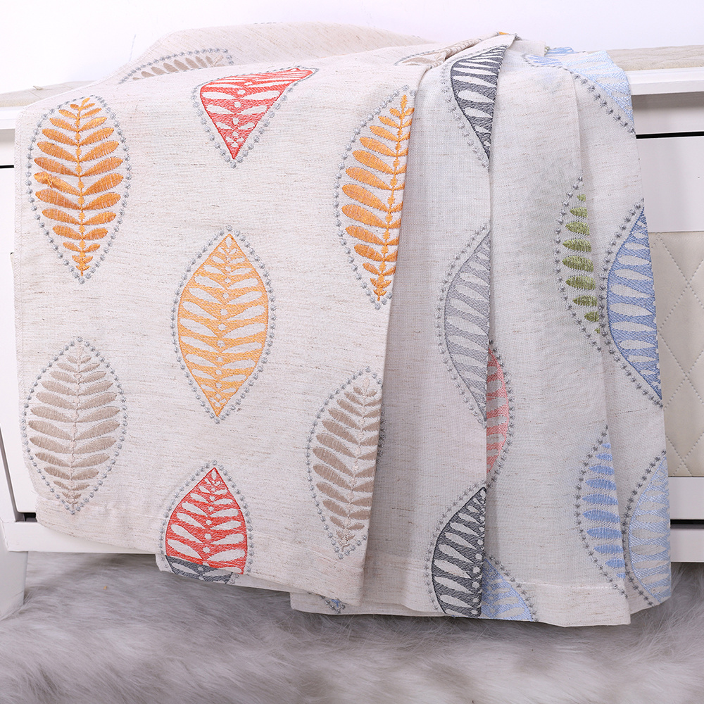 faux linen embroidery curtain