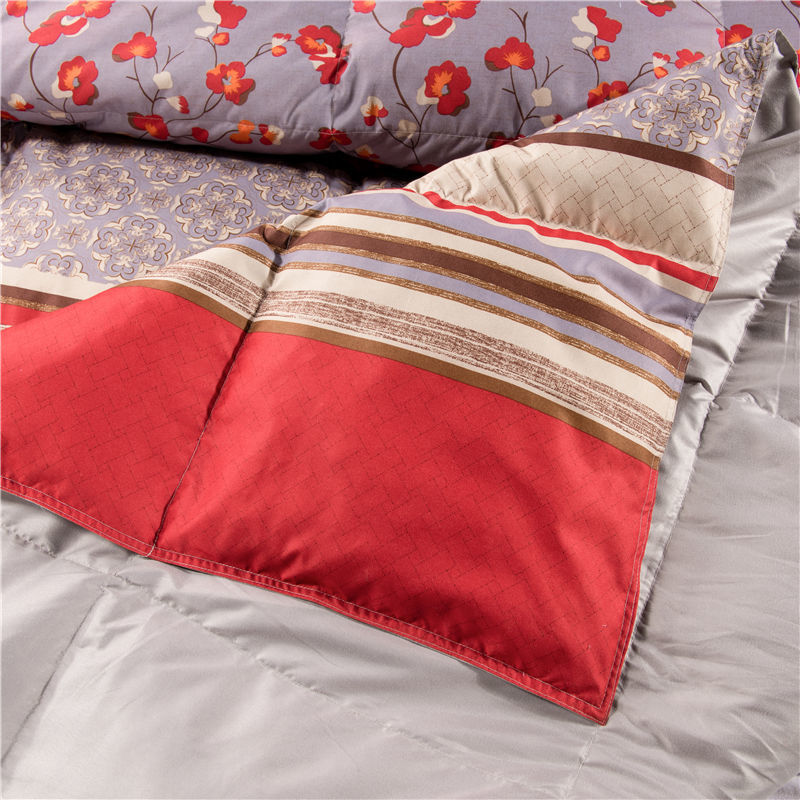 ORT1LK12: peach printing fabric duck feather quilt(BSCI OKO DOWNPASS RDS)