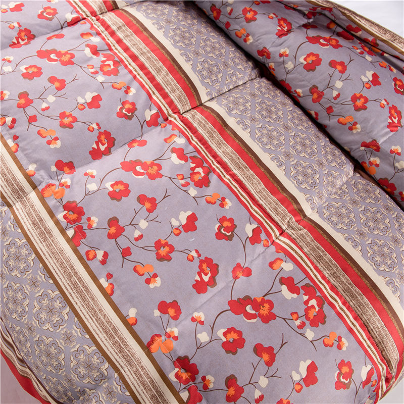 ORT1LK12: peach printing fabric duck feather quilt(BSCI OKO DOWNPASS RDS)