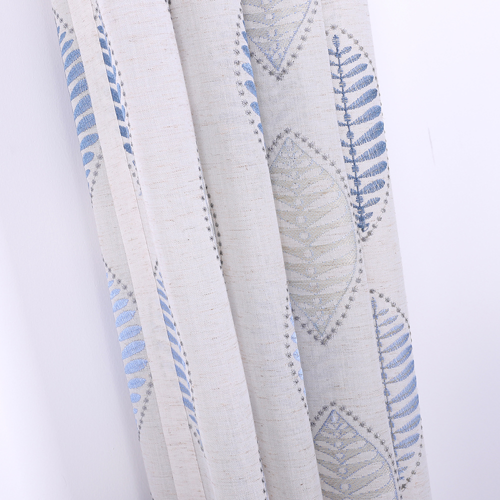 faux linen embroidery curtain