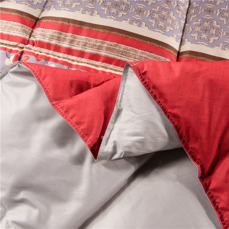 ORT1LK12: peach printing fabric duck feather quilt(BSCI OKO DOWNPASS RDS)