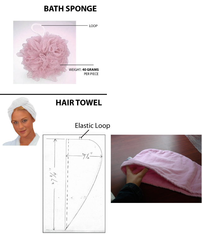 ORT3CS18: Body Wrap Hair Towel Bath Sponge 3 PC spa set