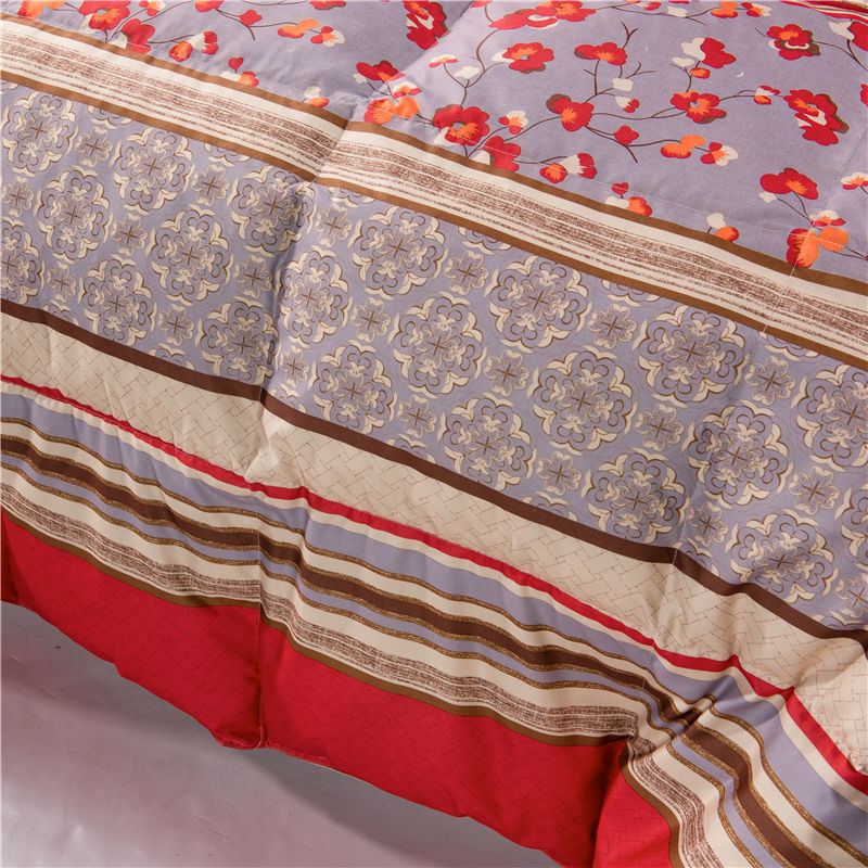 ORT1LK12: peach printing fabric duck feather quilt(BSCI OKO DOWNPASS RDS)