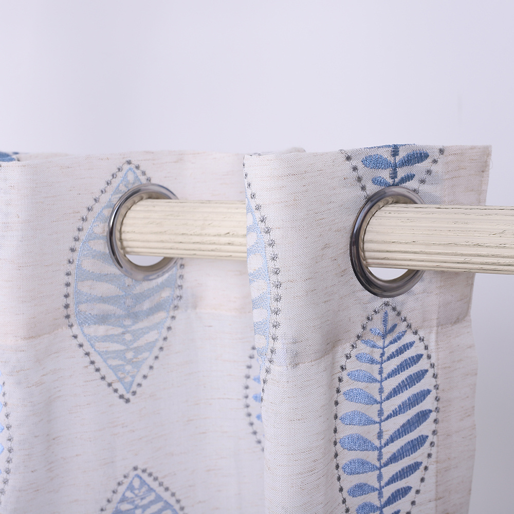 faux linen embroidery curtain