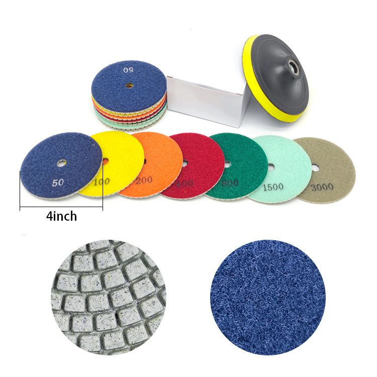 7 Step 4"100mm High Quality New Granite Marble  Floor Stone Concrete Quartz Cheap Wet Diamond Polishing Pad Kits