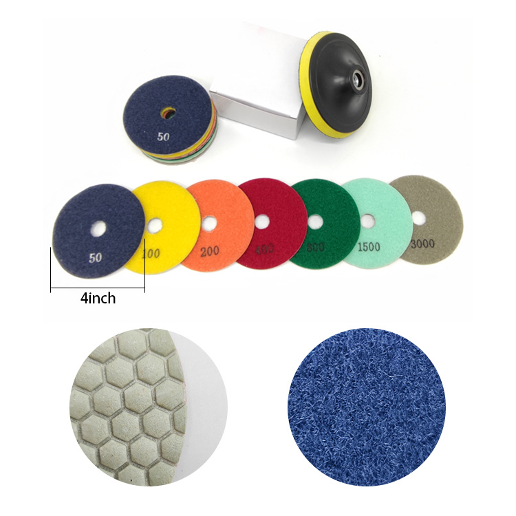 DEYI High Quality 100mm Diamond Hand Buffing Polishing Pads Granite Marble Stone Floors Concrete Grinding Dry Polishing-OEM