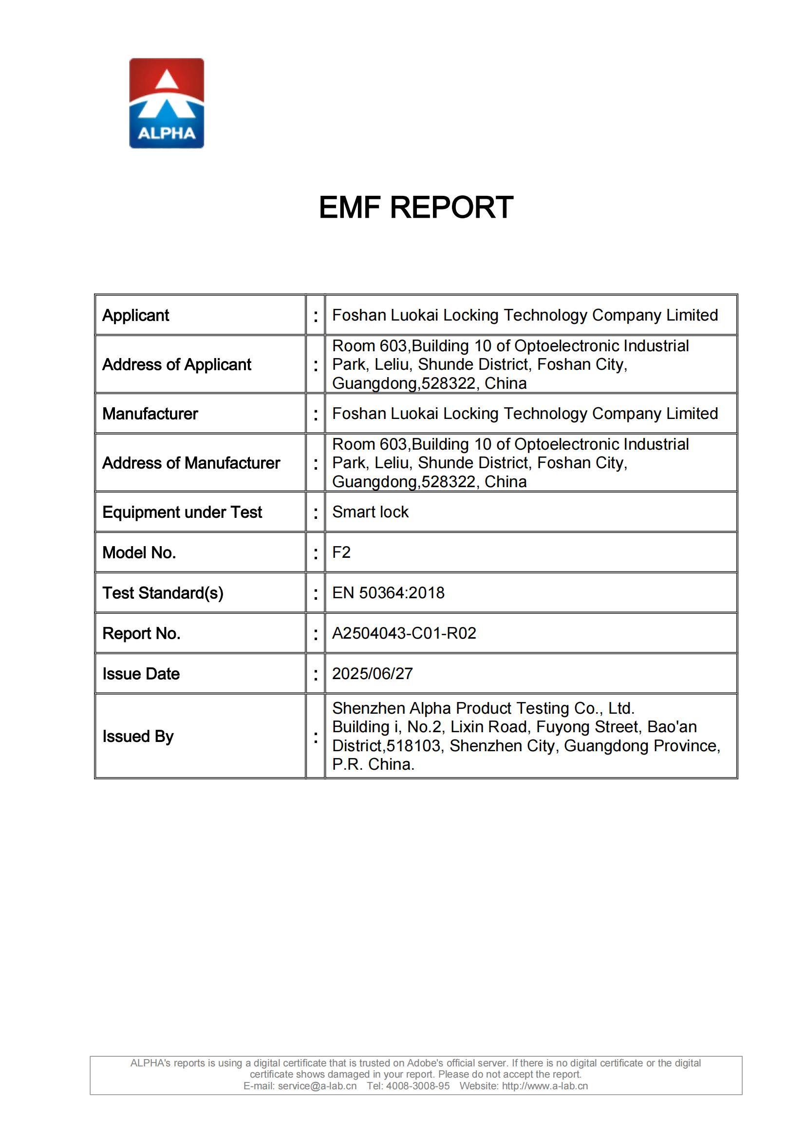 F2 EMF Report