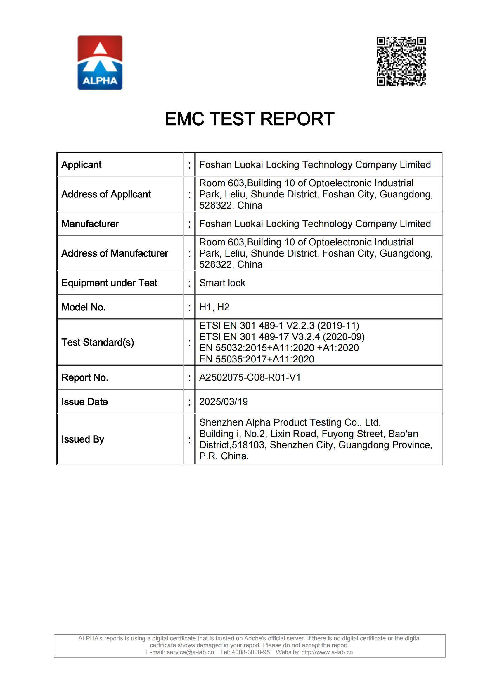 H1 RED EMC Report