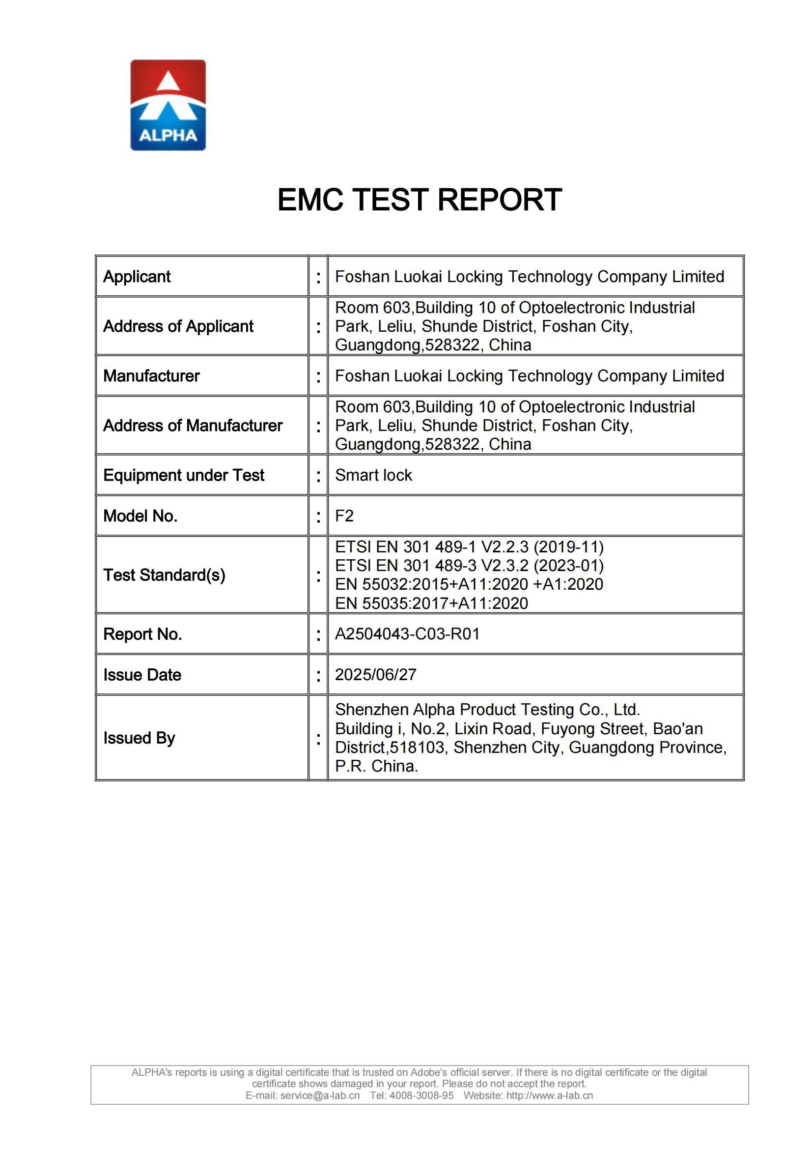 F2 RED EMC Report