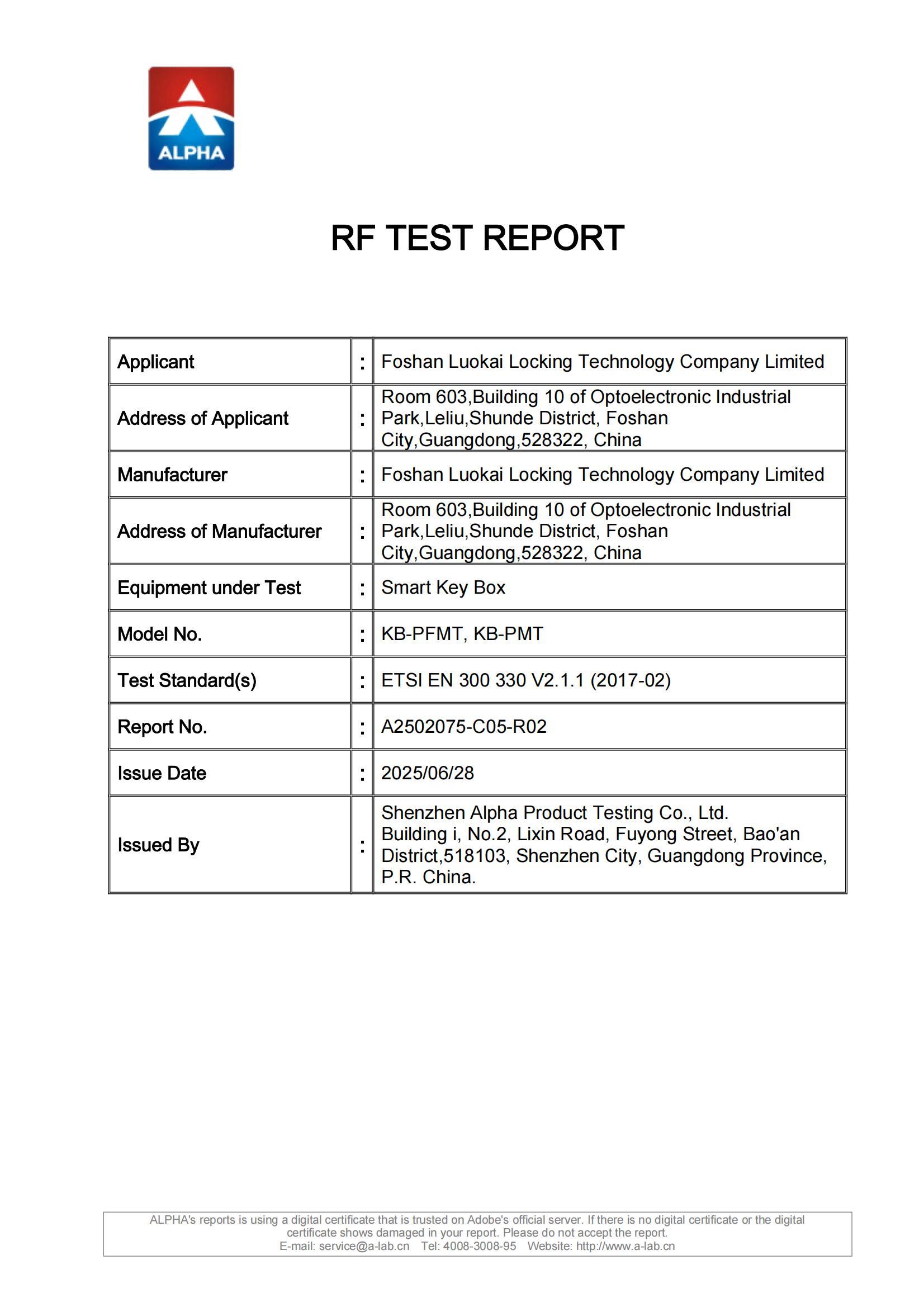 KB-PFMT CE Red Report RFID