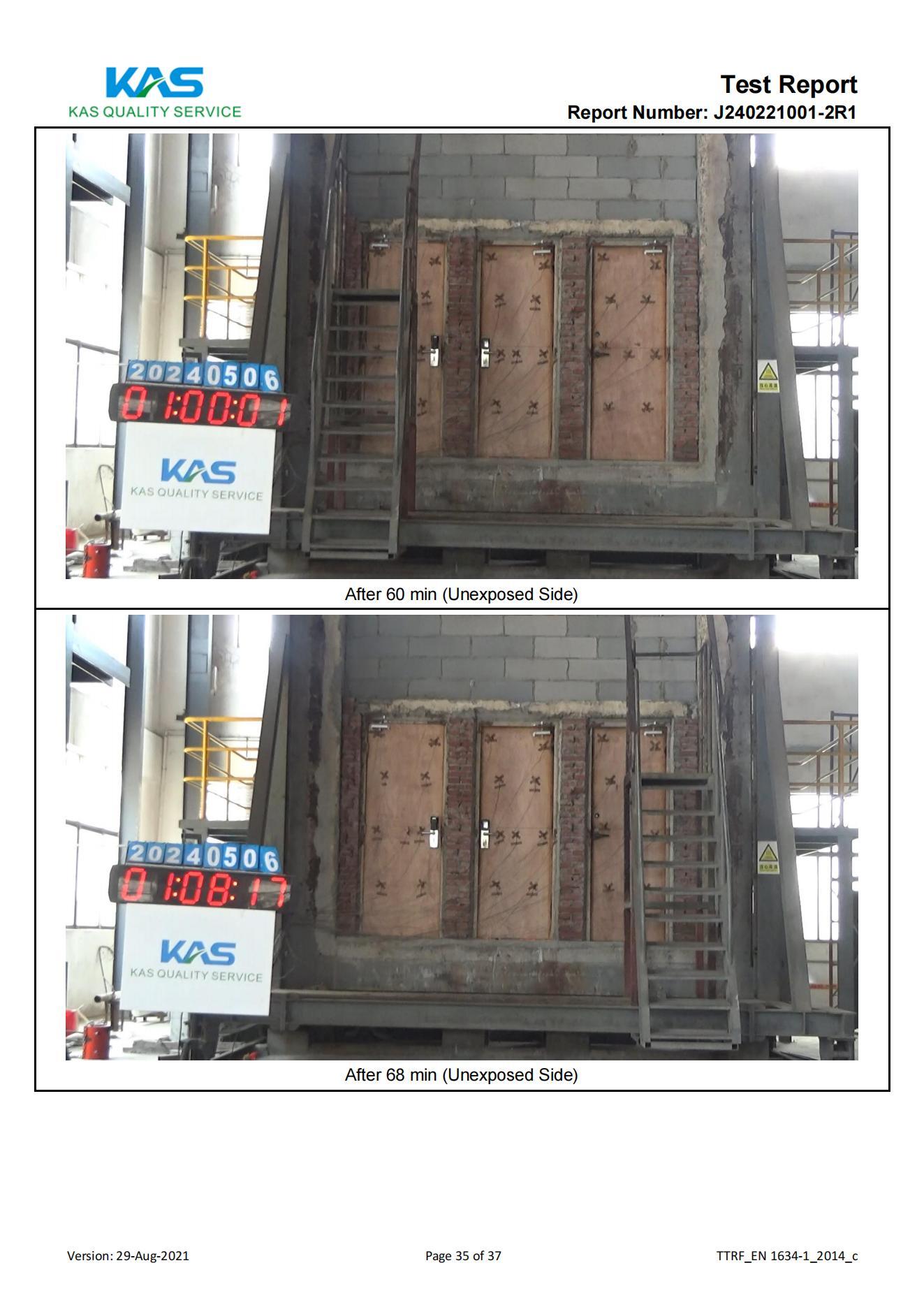 CE-EN1634 Fire test after 68min