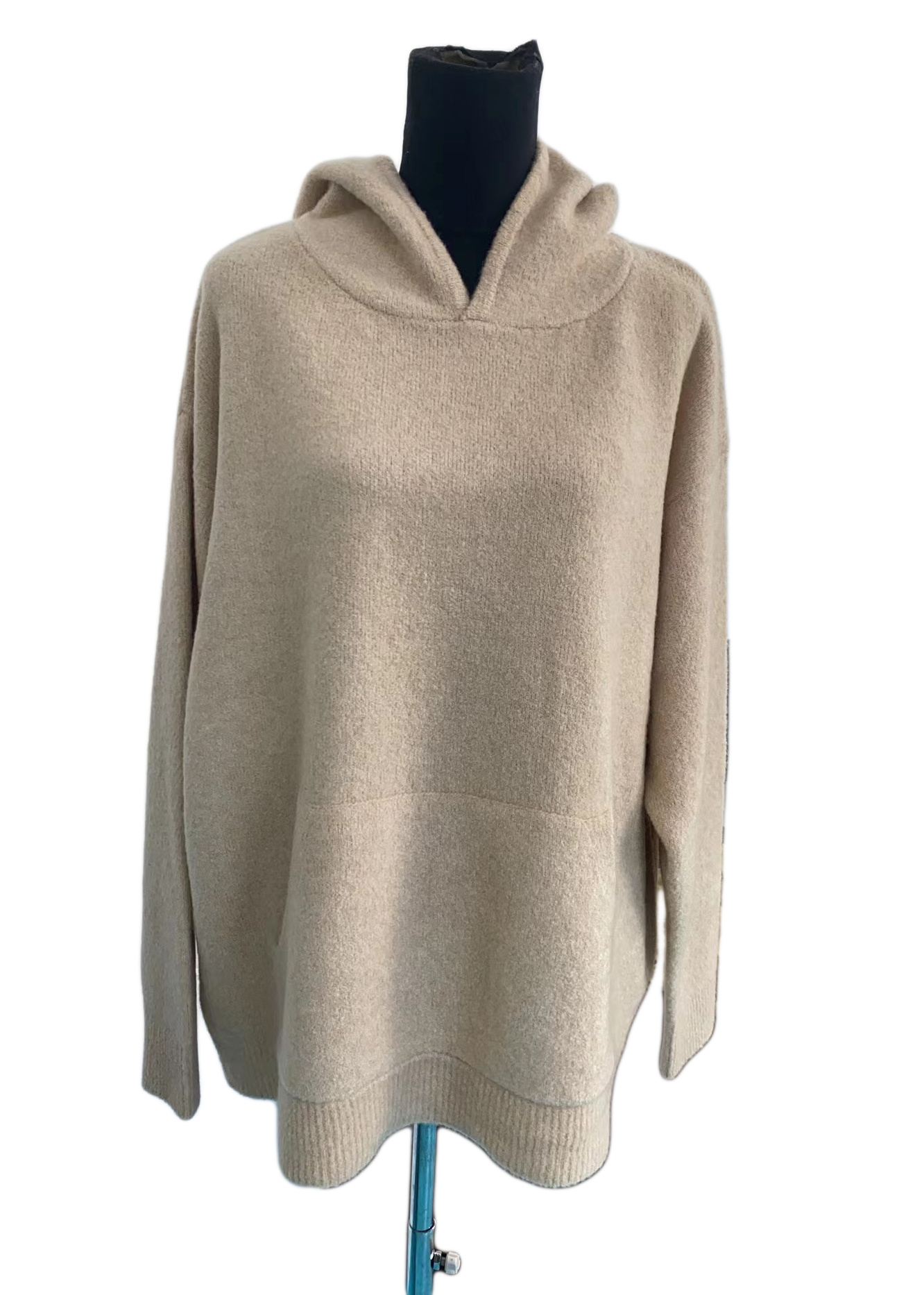 CASHMERE KNITTED HOODIE WITH KANGAROO POCKET