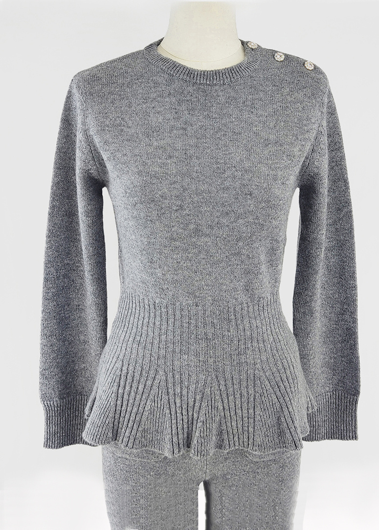 CASHMERE KNITTED PUFF BOTTOM SWEATER
