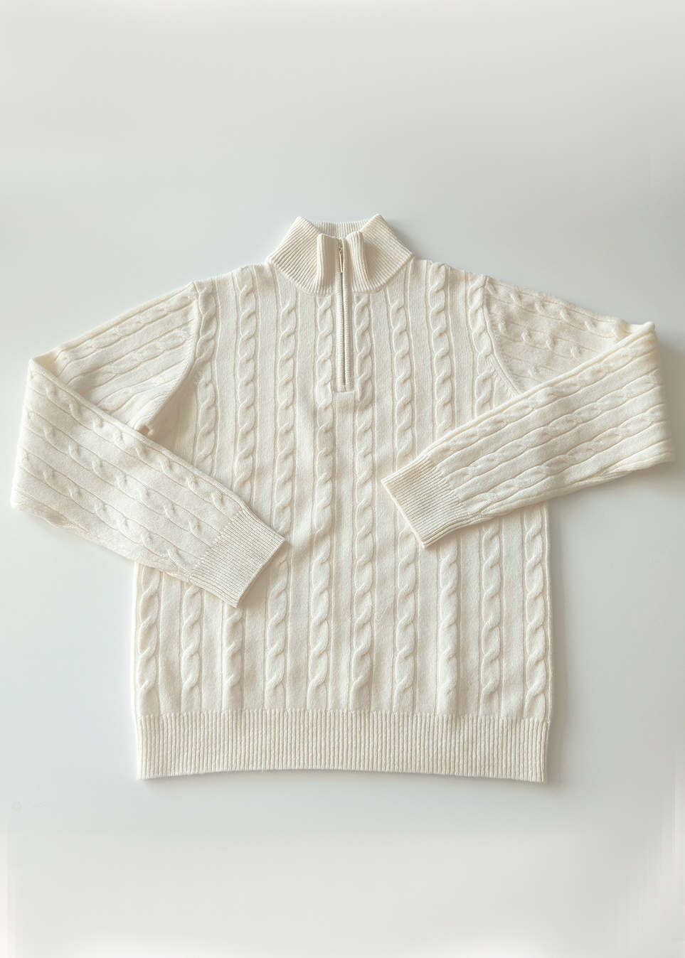 MEN 1/4 ZIPPER CABLE PULLOVER