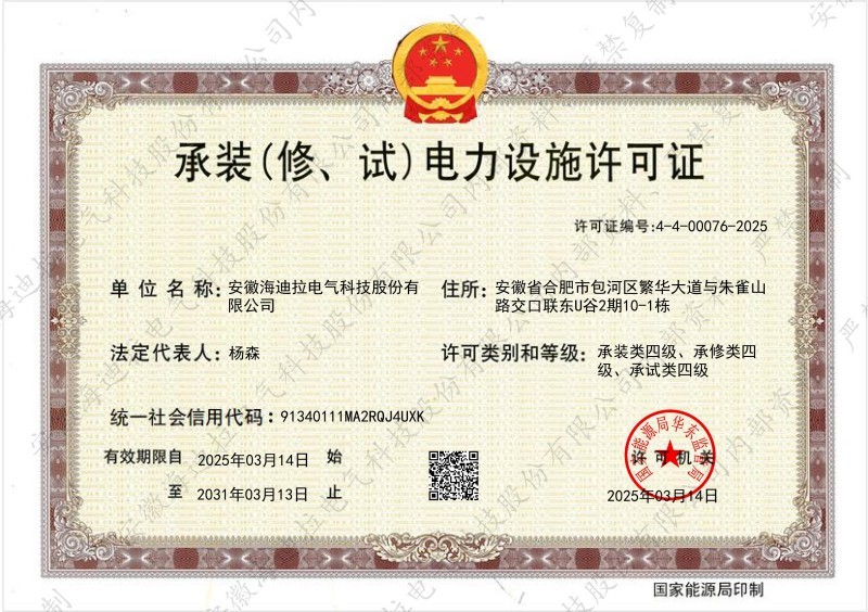 License for Power Facility Installation (Repair, Testing) License for Power Facility Installation (Repair, Testing)