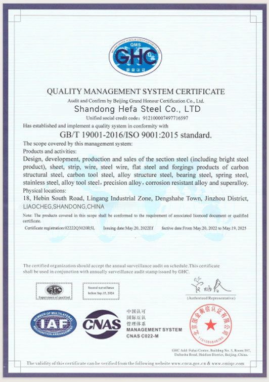 QUALITY MANAGEMENT SYSTEM CERTIFICATE