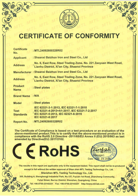 CERTIFICATE OF CONFORMITY.