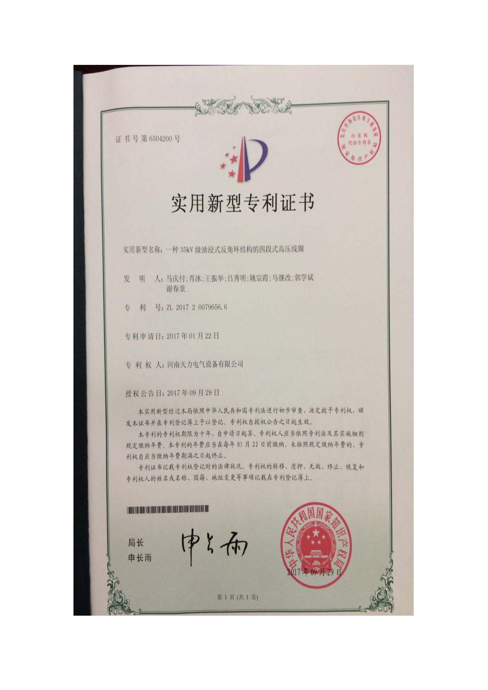 A four-section high-voltage coil with a 35kV oil-immersed inverted angle ring structure A four-section high-voltage coil with a 35kV oil-immersed inverted angle ring structure