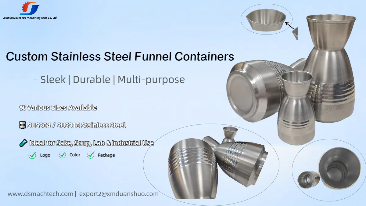 Custom Stainless Steel Funnel-Shaped Containers - Various sizes & Precision Spun