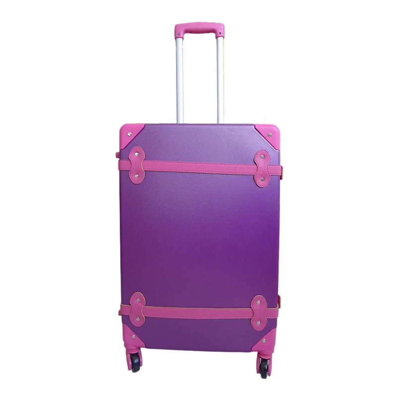 Vintage/Retro Customized Travel Trolley Luggage Suitcase with 4 Spinner Wheels