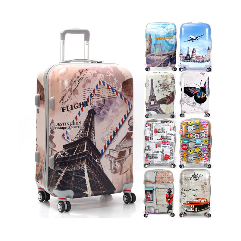 Colorful Printed butterfly Printing Best Light Weight Travel Trolley Luggage Hard Shell Carry on Abs Pc Luggage
