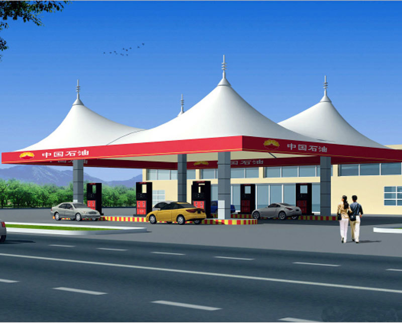 Gas station membrane structure canopy