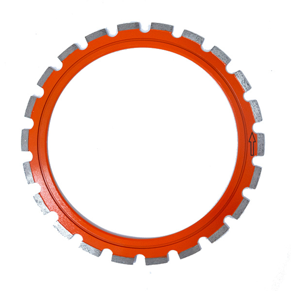 Laser welded diamond ring saw blade for reinforced concrete flat segments