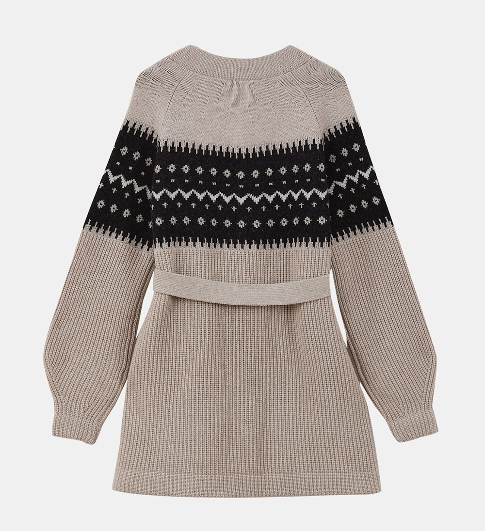 Ladies Fair Isle Tie Cardigan