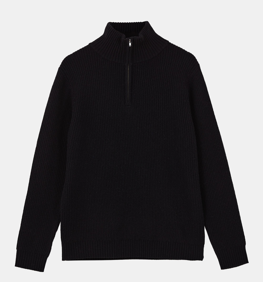 Men High Neck Zip Sweater