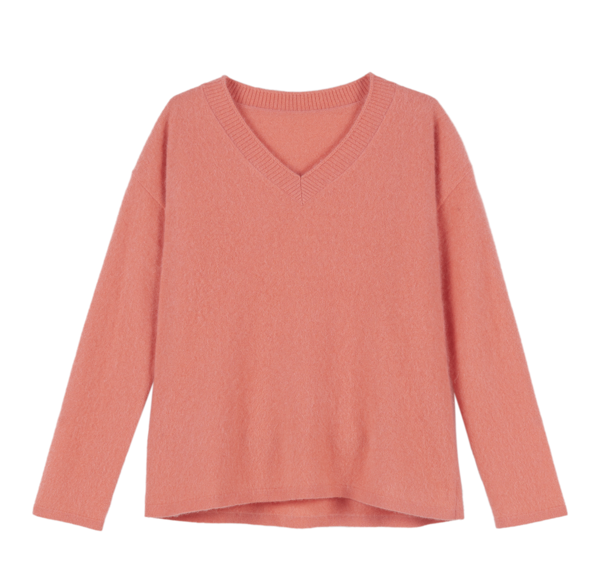 Ladies V neck Brushed Sweater